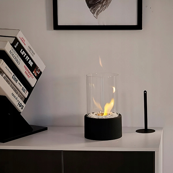 Biokominek wolnostojący czarny owalny - obrazek 2