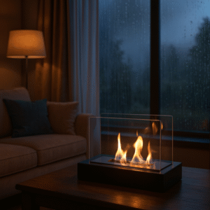 Biokominek wolnostojący czarny prostokąt