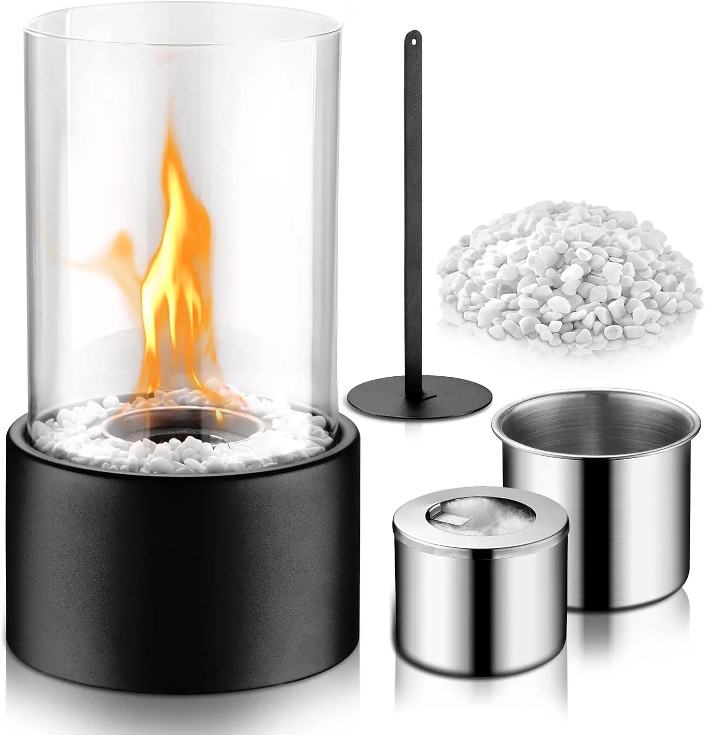 Biokominek wolnostojący czarny owalny - obrazek 4